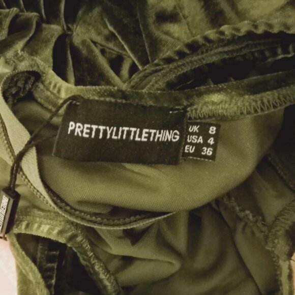 Pretty Little Thing Velvet One Shoulder Corset & Ruched Skirt Midi Dress - Picture 8 of 10